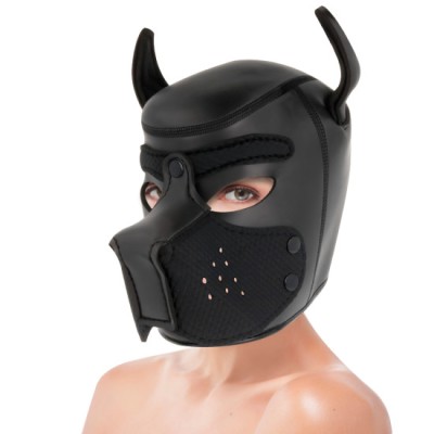 DARKNESS - NEOPRENE DOG MASK WITH REMOVABLE MUZZLE L foto