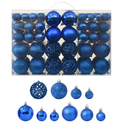 Set de globuri de Craciun, 100 piese, albastru GartenMobel Dekor foto