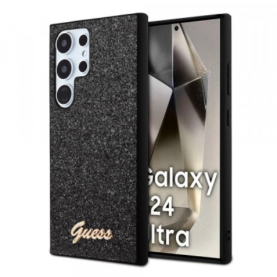 Husa pentru Samsung Galaxy S24 Ultra S928, Guess, Glitter Script, Neagra foto
