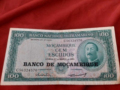 Bancnota 1961 - Mozambic - 100 Escudos Note-C56324570-LISBOA ,AIRES DE ORNELAS foto