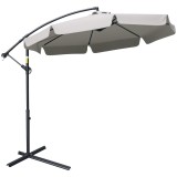 Outsunny Umbrelă de Soare pentru Grădină cu Braț și Deschidere cu Manivelă, &Phi;265x265 cm, Bej | Aosom Romania