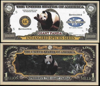 !!! SUA = FANTASY NOTE = PANDA - 2004 - UNC / SERIA SPECII AMENINTATE foto