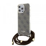 Husa pentru Apple iPhone 15 Pro Max, Guess, Crossbody Cord 4G Print, Maro GUHCP15XHC4SEW