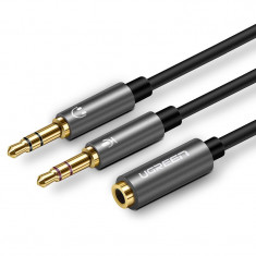 Cablu Splitter Ugreen AUX Mini Mufă 3,5 Mm (femă) - 2x Mini Mufă 3,5 Mm (mascul - Microfon și Căști) Negru (AV140 20899)