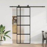 vidaXL Ușă glisantă cu set feronerie neagră 76x205cm sticlă securizată
