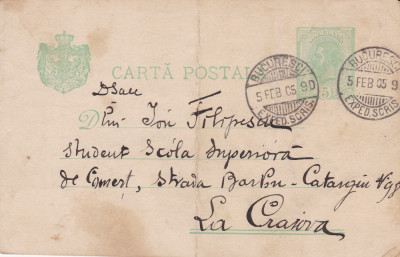 CARTE POSTALA CIRCULATA 5 FEB.1905 foto