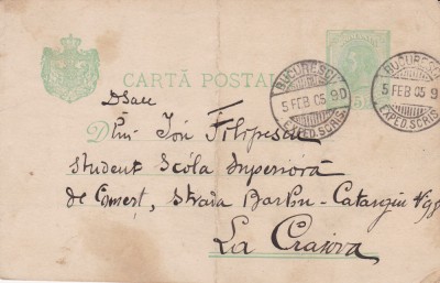 CARTE POSTALA CIRCULATA 5 FEB.1905 foto