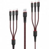 Cablu Date si Incarcare 2 x USB la Lightning - 2 x USB la MicroUSB - 2 x USB la USB Type-C Remax RC-153, 5A,1m + 2m, Negru