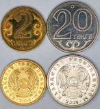KAZAHSTAN LOT / SET Nr 5 - 2 buc , 2 tenge 2005 + 20 tenge 2014