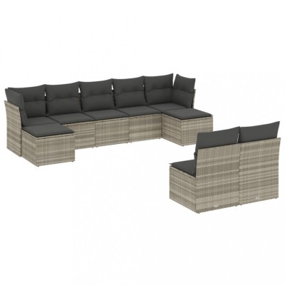 Set canapele de gradina cu perne, 9 piese gri deschis poliratan foto