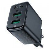 Incarcator Retea Acefast A33, 18W, 3A, 2 x USB-A, Negru