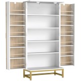 HOMCOM Bufet de bucătărie 119,5 cm, dulap tip cămară modern, autoportant, cu 12 rafturi pe uși, rafturi reglabile și finisaj aspect lemn, natur | Aoso