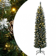 vidaXL Brad Crăciun artificial subțire cu 300 LED-uri, 240 cm