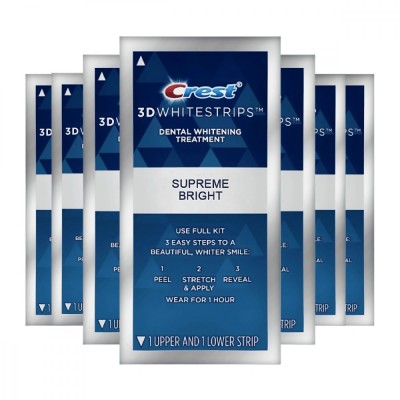 Benzi Crest 3D White Supreme Bright, 7 plicuri, 16% concentratie, tratament albire dinti foto