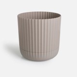 Ghiveci Flori Rotunde din Plastic cu Farfurie Integrata Bej, CMCLASS