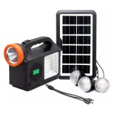 Sistem Iluminare Solara GD102, 3 Becuri LED, Boxa Bluetooth, Radio FM, Powerbank, 80W, Incarcare Solara