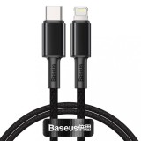 CABLU alimentare si date Baseus High Density Braided, Fast Charging Data Cable pt. smartphone, USB Type-C la Lightning PD 20W, braided, 2m, negru &quot;CAT