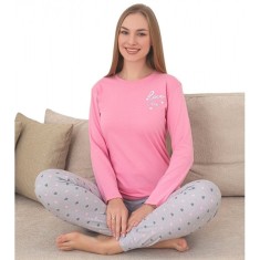 Pijama dama Baki Suprem 1000 roz-gri, bumbac si poliester, confort si stil