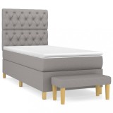 Cumpara ieftin Pat continental cu saltea, gri deschis, 80x200 cm, textil