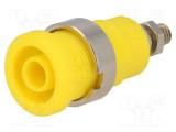 Conector banană 4mm soclu 36A 1kV galben nichelat ELECTRO-PJP