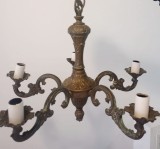 Candelabru antic din bronz masiv cu 5 brațe , dimensiuni 50 cm