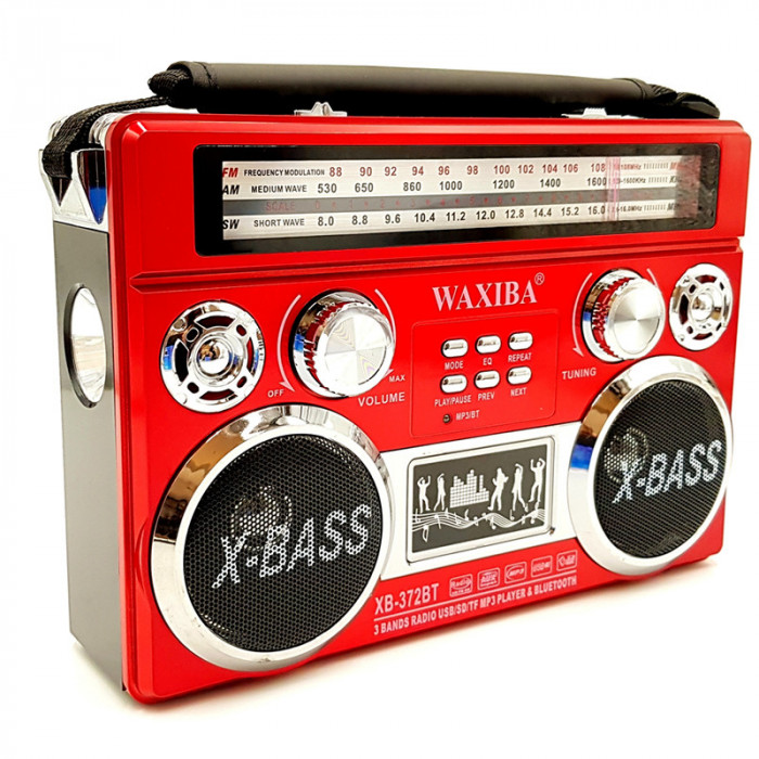 Radio MP3 portabil Waxiba XB-372 3 benzi, suport card SD si USB, 2 difuzoare