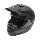 Casca motocross integrala negru mat cu viziera transparenta si ochelari de
