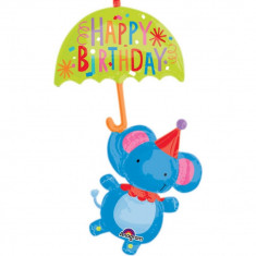 Balon Folie Figurina Elefant Happy Birthday - 99 x 144 cm, Amscan 32873 foto