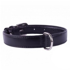 Zgarda din piele neteda, neagra 30 - 39cm, 20mm foto