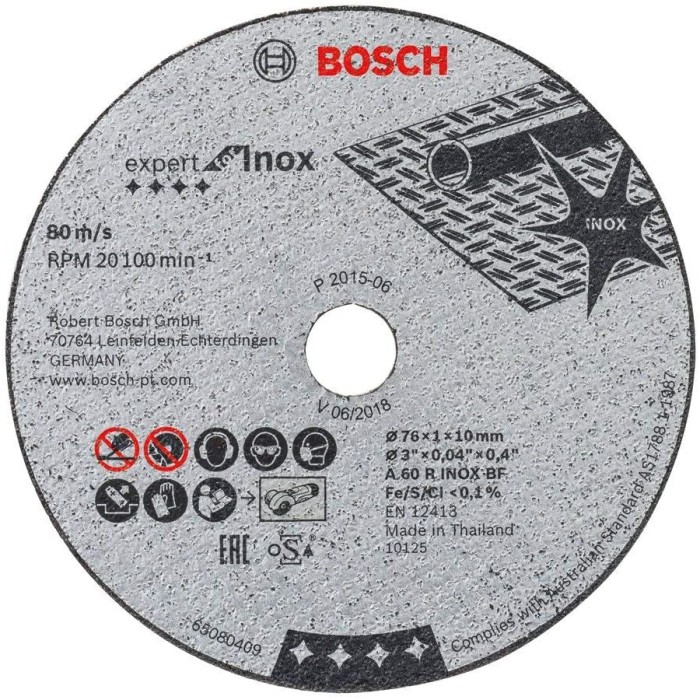 Bosch Disc de taiere Expert for Inox A 60 R INOX BF; 76mm 1mm 10mm set 5 buc. ProAdvanced PowerfulTools