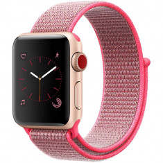 Curea iUni compatibila cu Apple Watch 1/2/3/4/5/6/7, 44mm, Nylon Sport, Woven Strap, Pink foto