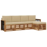 vidaXL Set de canapele de exterior cu pernă 5 pcs Natural și Bej 3384234