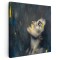 Tablou portret femeie pictura galben, albastru, negru 1351 Tablou canvas pe panza CU RAMA 30x30 cm