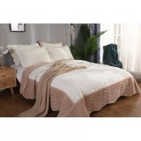 Cumpara ieftin Set Cuvertura Pat Catifea cu Blanita,Cream-LIM64