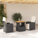 VidaXL Set mobilier de grădină cu perne, 3 piese, negru, poliratan 3277315