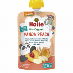 Panda Peach - Piure BIO de piersici, caise si banane, cu fulgi de grau spelta 100g