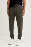 Armani Exchange pantaloni de trening din bumbac culoarea verde, uni, XM001299 AF20934