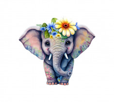 Sticker decorativ Elefant, Multicolor, 61 cm, 5736ST foto