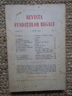 Revista Fundatiilor Regale - Anul II 1 IULIE 1935 Nr. 7 foto
