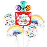 Set aranjament baloane Happy Birthday, set 5 piese, folie aluminiu, multicolore