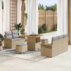 vidaXL Set de canapele pentru grădină 8 pcs Bej poliratan 3362077