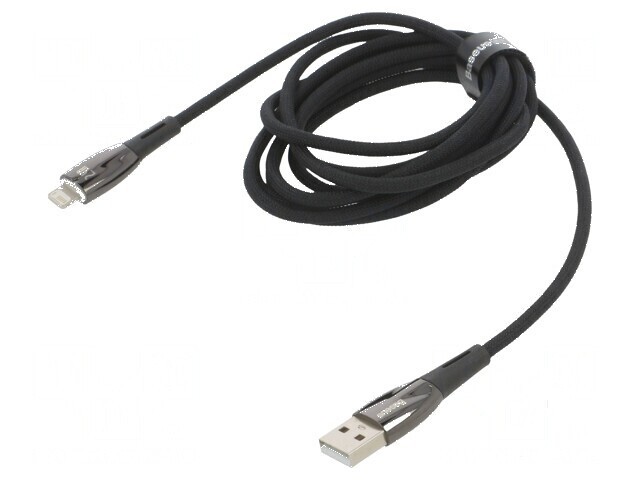 Cablu USB 2.0 Apple Lightning la USB A, 2m, negru, 2,4A