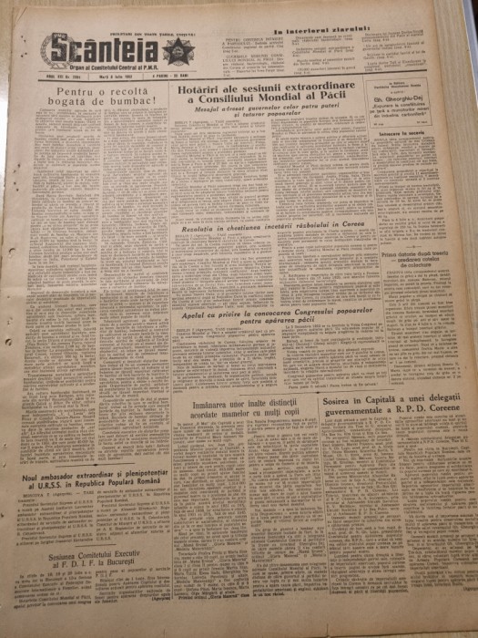 scanteia 8 iulie 1952-ssedinta comitetului regional cluj,razboiul din coreea