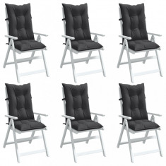 vidaXL Perne scaun cu spătar înalt, 6 buc. antracit 120x50x7 cm textil