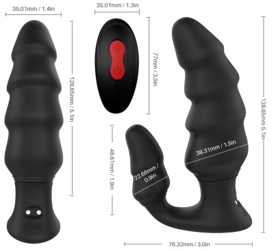 Vibrator Dublu Flint, Remote Control, 9 Moduri Vibratii, USB, Negru, 12.9 cm, Passion Labs foto