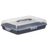 Platou Pufo Cookies cu capac transparent pentru servire torturi, prajituri, briose, produse de patiserie, 25 x 23 cm, gri