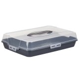 Platou Pufo Cookies cu capac transparent pentru servire torturi, prajituri, briose, produse de patiserie, 25 x 23 cm, gri