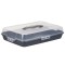 Platou Pufo Cookies cu capac transparent pentru servire torturi, prajituri, briose, produse de patiserie, 25 x 23 cm, gri