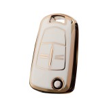 Husa Cheie Auto Opel Astra H, Corsa D, Cheie Briceag, Tpu, Alb cu contur Auriu AutoProtect KeyCars, Oem