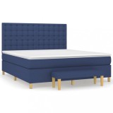 Cumpara ieftin Pat continental cu saltea, albastru, 160x200cm, material textil